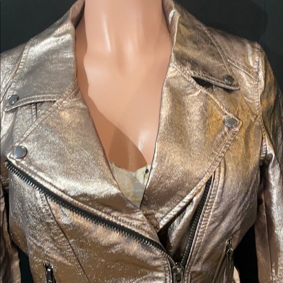 NWT BLANK NYC Bronze Metallic Faux Leather Jacket - Picture 5 of 9